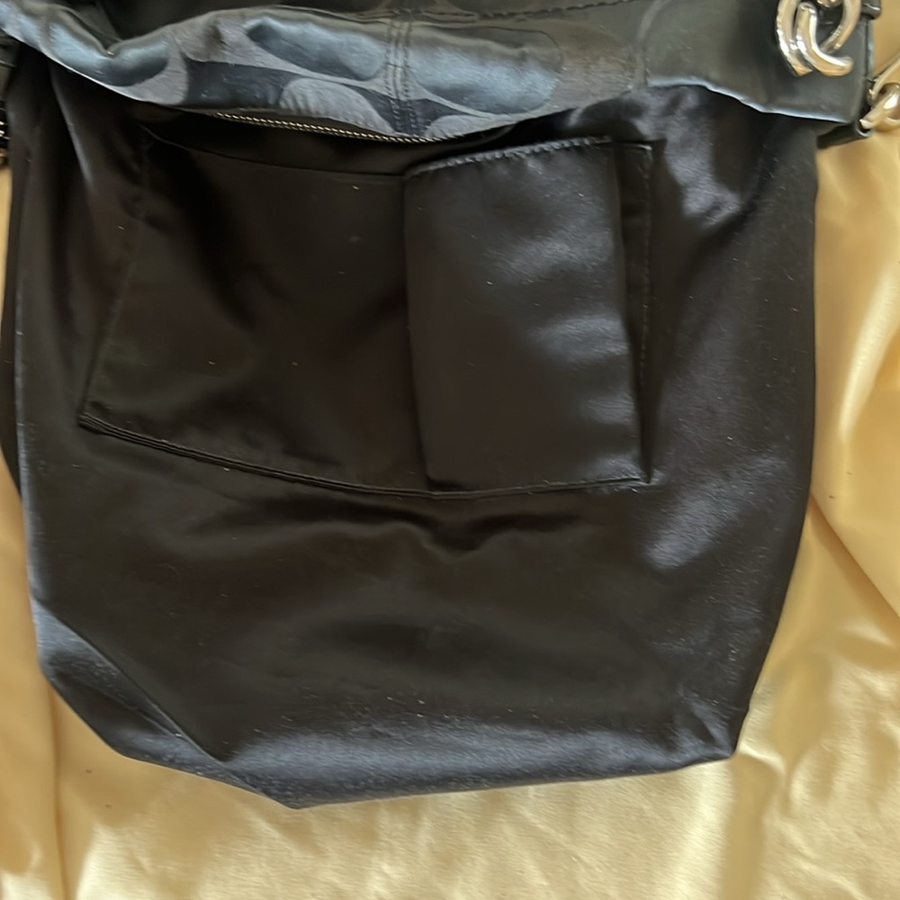 EUC COACH BLACK BROOKE SIGNATURE SATEEN CONVERTIBLE HOBO SHOULDER BAG #17183 - Picture 11 of 15